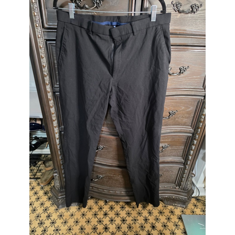 Tommy Hilfiger Mens Dress Pants Black Stretch Flat Front Trousers 34W x 34L